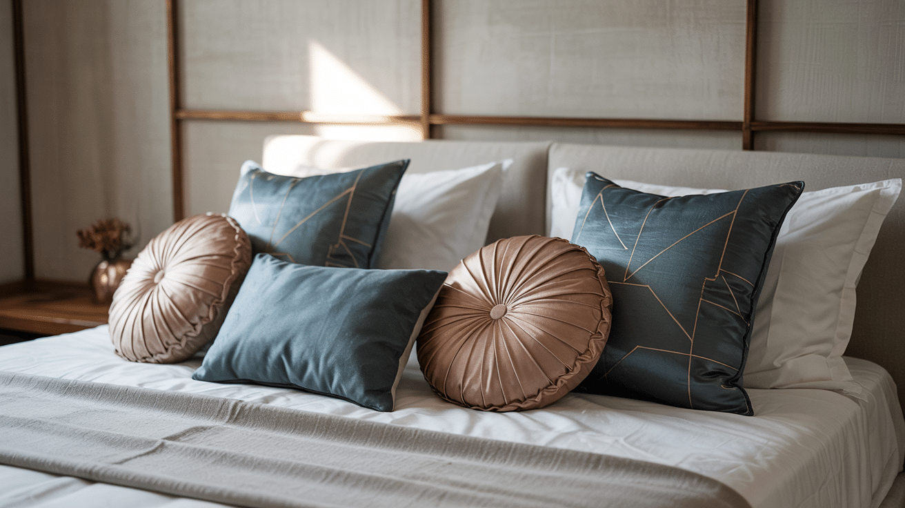 Modern King Bed Pillow Arrangement